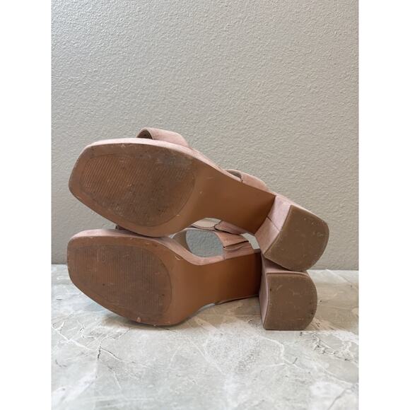 BP Brass Plum Karly Pink Suede Leather Sandal‎ Block Heel Size 8 - Picture 6 of 8